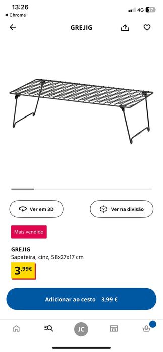 Sapateira Ikea em metal