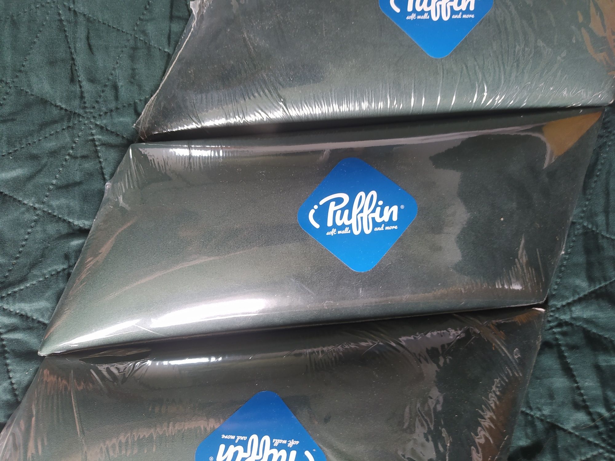 Panele tapicerowane 30x15 cm 7 sztuk ciemna zieleń