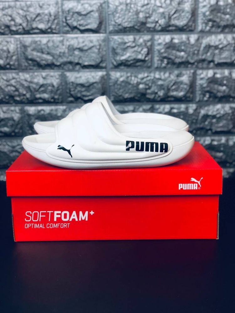 Тапочки Пума белые / Puma тапочки пляжные / капці білі Пума / шлепанці