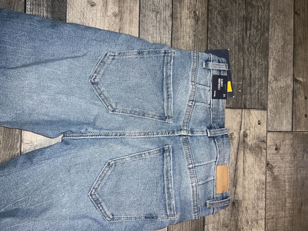 Spodnie jeansowe slom fit wysoki stan xs 34
