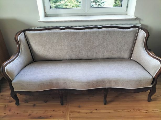 Sofa fotel podnóżek meble stylowe Ludwik kpl.