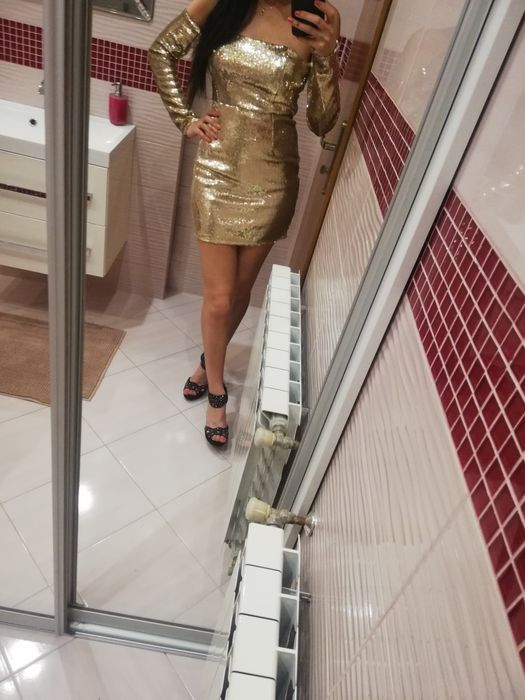 Nowa cekinowa sukienka cekiny wesele 36 s hiszpanka panieński 18 wow