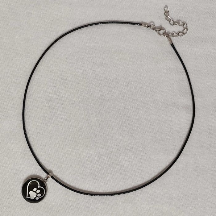 N151 Naszyjnik Serce Łapka Łapa Psa Kota Handmade