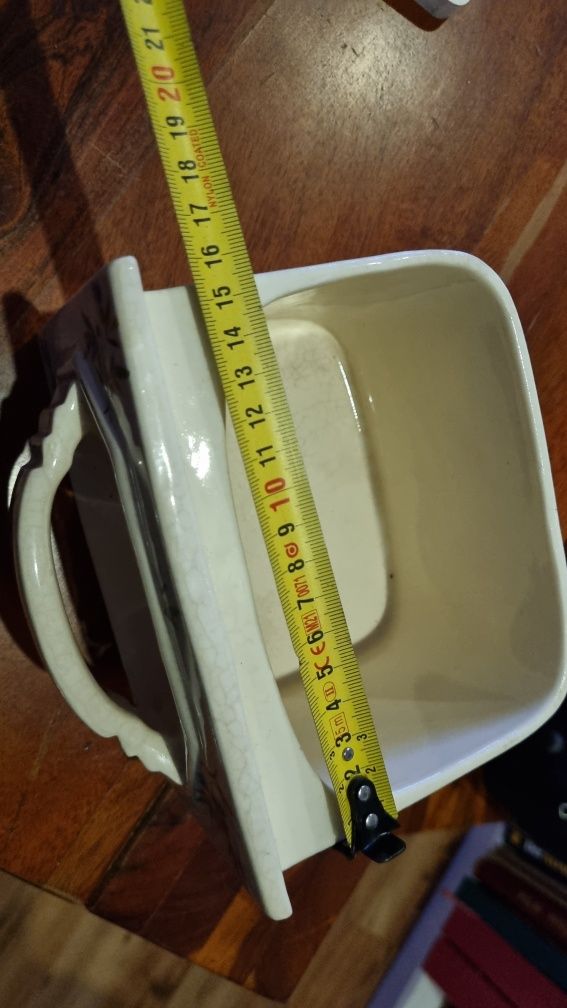 Stara francuska porcelanowa szuflada do makaronu pojemnik majololika