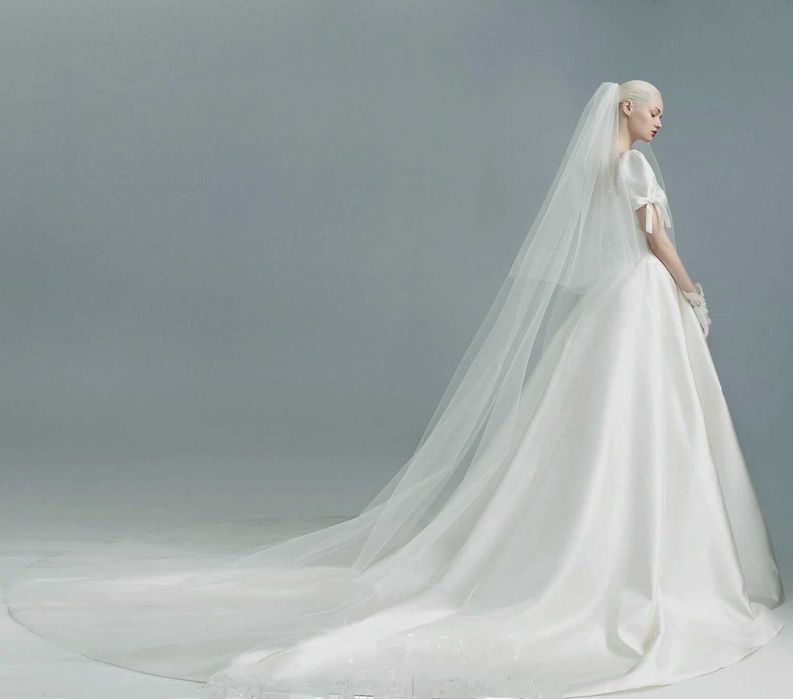 Véu de noiva longo com pente de 2 camadas, branco ou marfim 3 metros