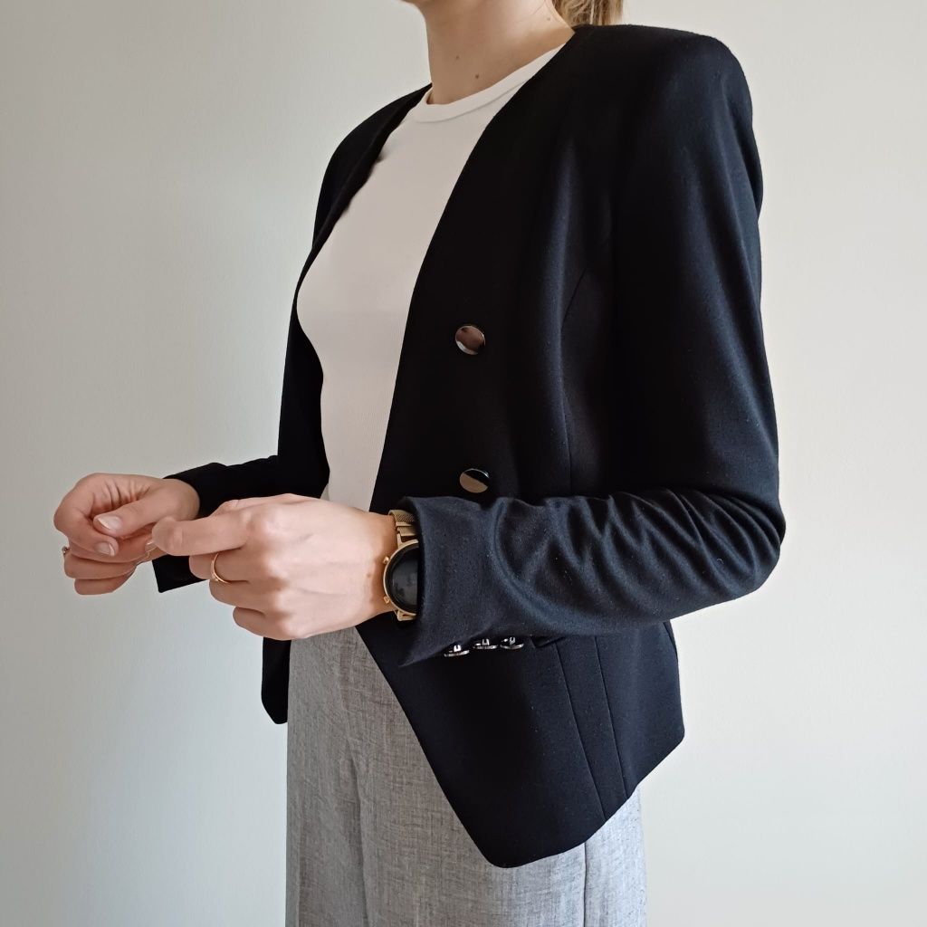 Żakiet h&m czarny dwurzędowy elegancki