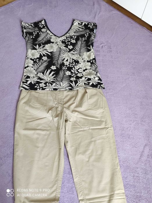 Spodnie materiałowe chinosy beżowe Cotton Club rozm. 42