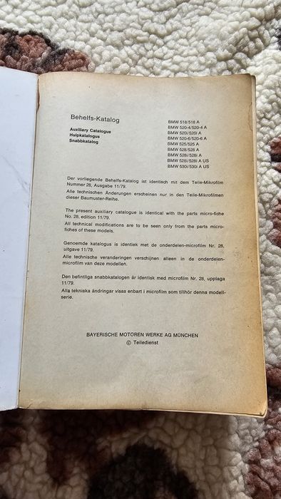 BMW BEHELFS-KATALOG 1980r 518,520,525,528,530