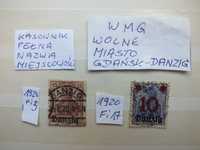 2szt. znaczki Fi3, Fi17 WMG 1920r. GERMANIA Niemcy Danzig PMW