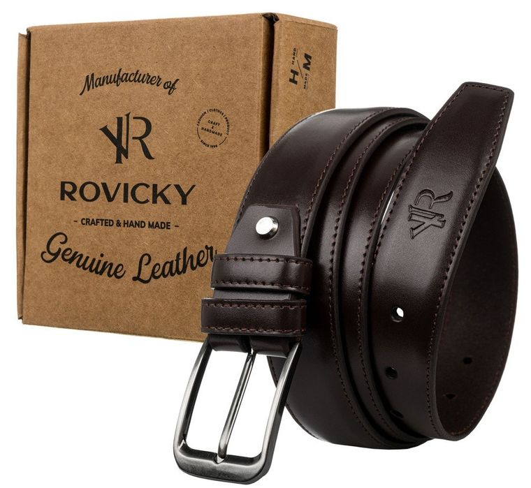 wąski pasek męski handmade ze skóry naturalnej licowej - rovicky 115