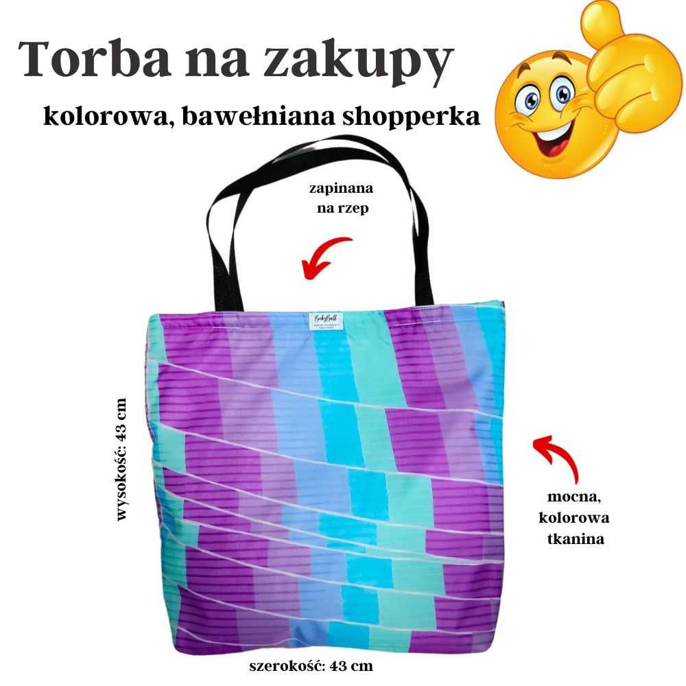 Torba na zakupy bawełniana siatka shopperka kolorowa