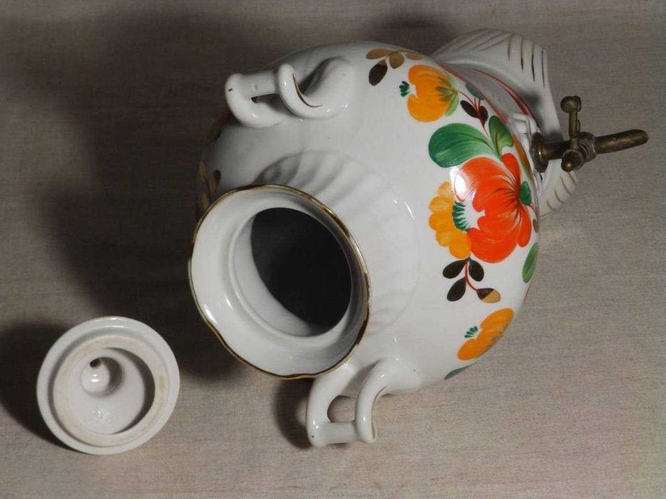 Фарфоровый электрический самовар СССР 1970-е Ручная роспись! ЛЮКС!!!