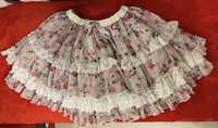 Японская пышная юбка с рюшами нежно розовая