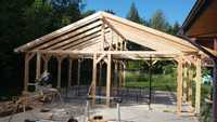 Konstrukcja drewniana kantowka deski  szkielet duży garaż wiata garaż
