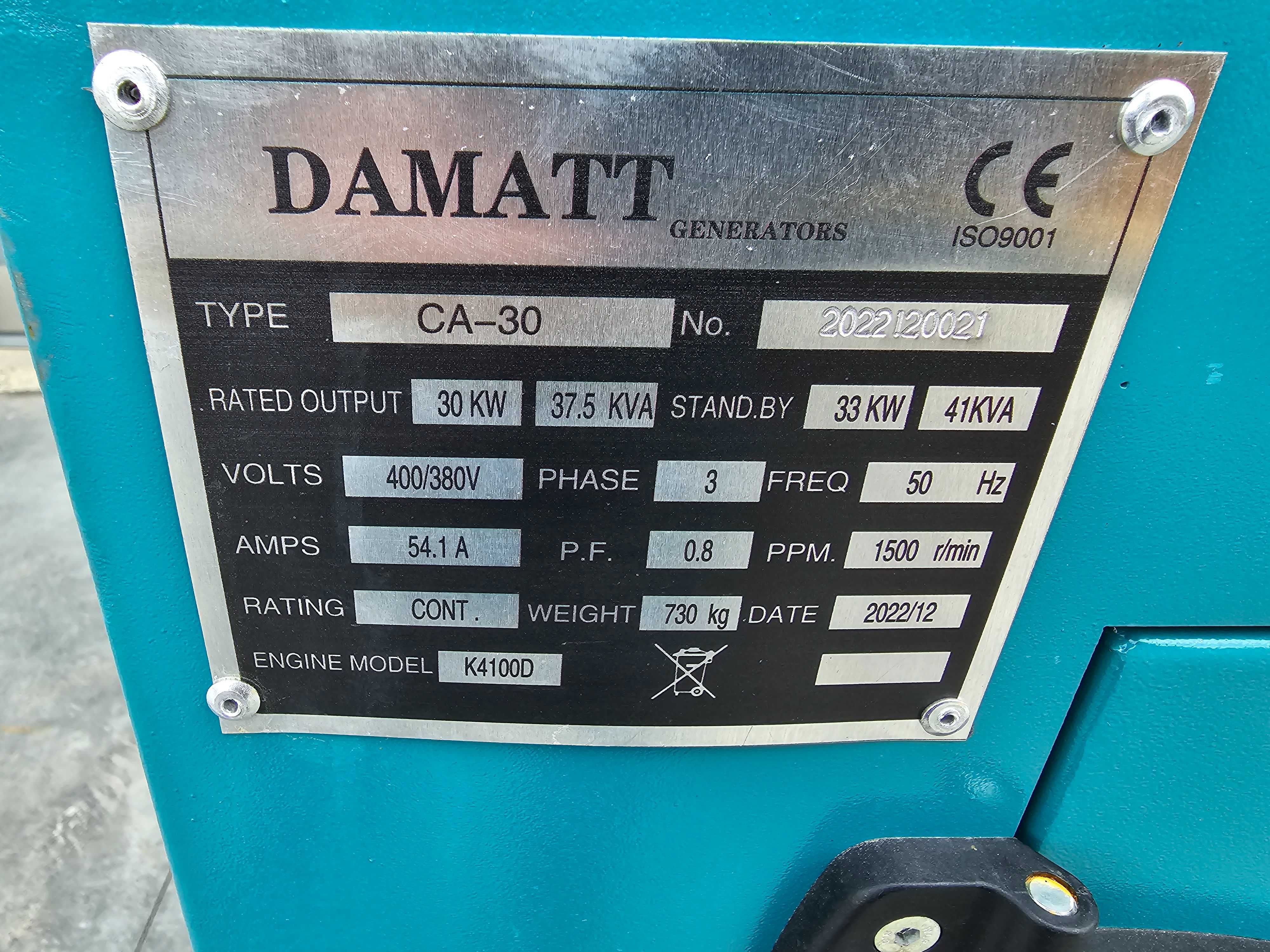 agregat prądotwórczy 30kw  Damatt