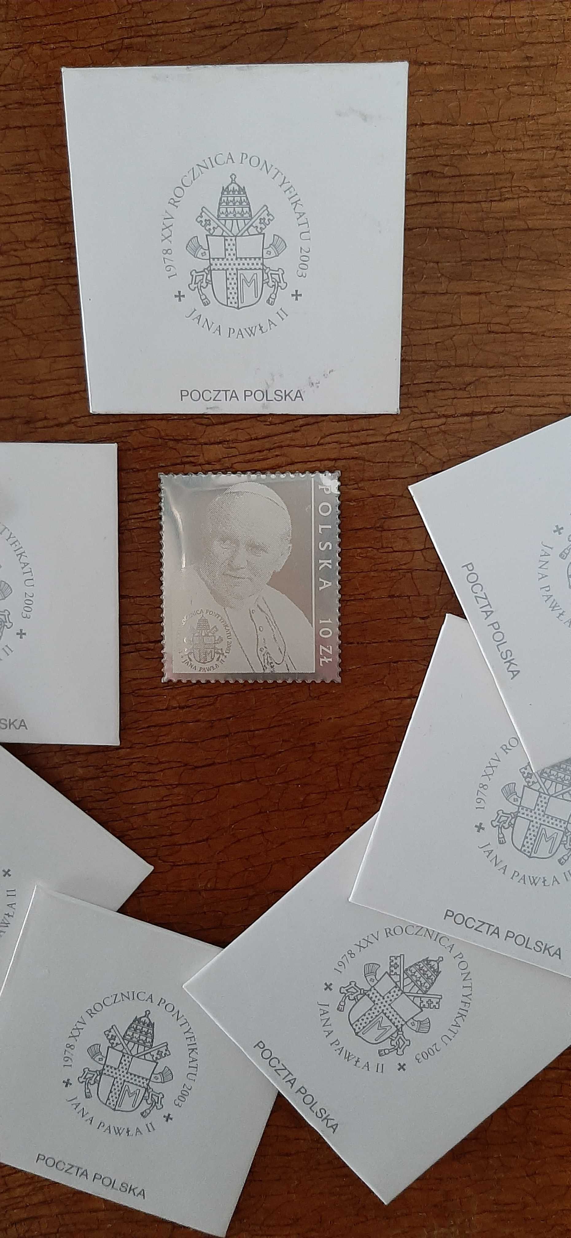 Znaczek pocztowy - SREBRO  próby 925/1000- Papież Jan Paweł II