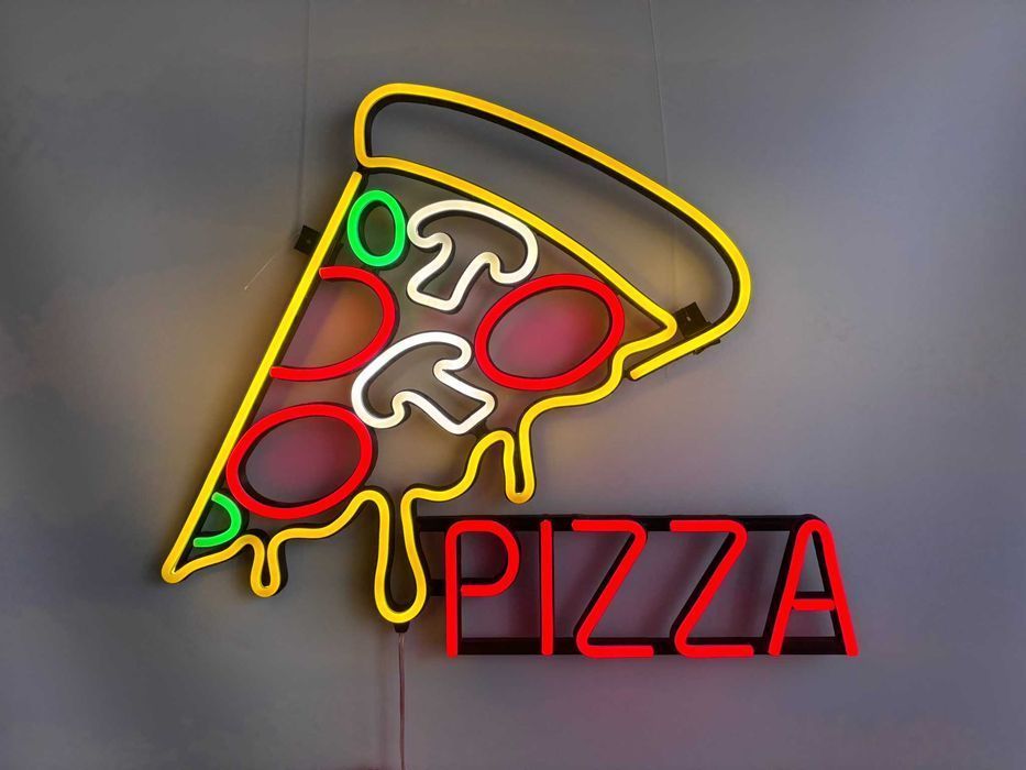 Неонова вивіска "Pizza" багатокольорова, 540*440 мм