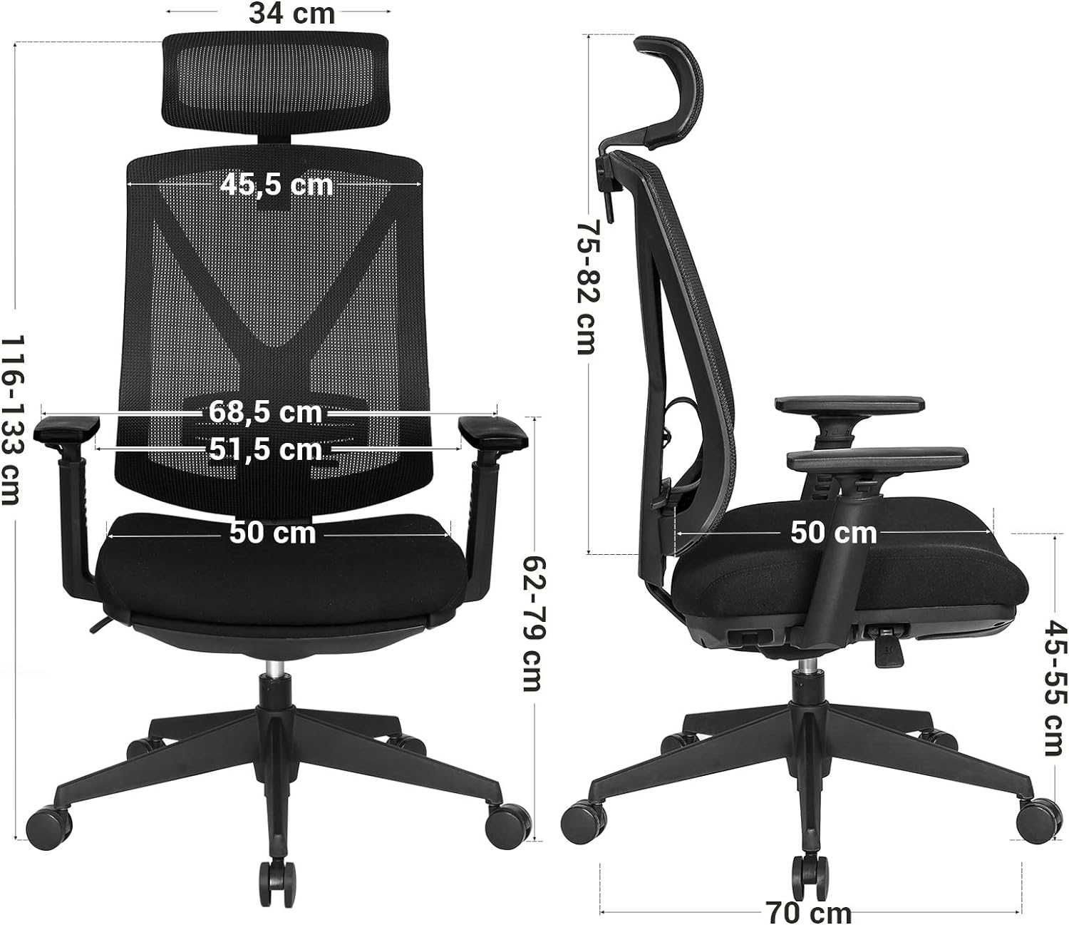 5M61 złożony ergonomiczny fotel biurowy  150 kg z podnóżkiem siatka