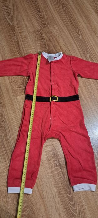 Pajacyk, piżamka świąteczna, kombinezon, Hm, 86, strój mikołaja