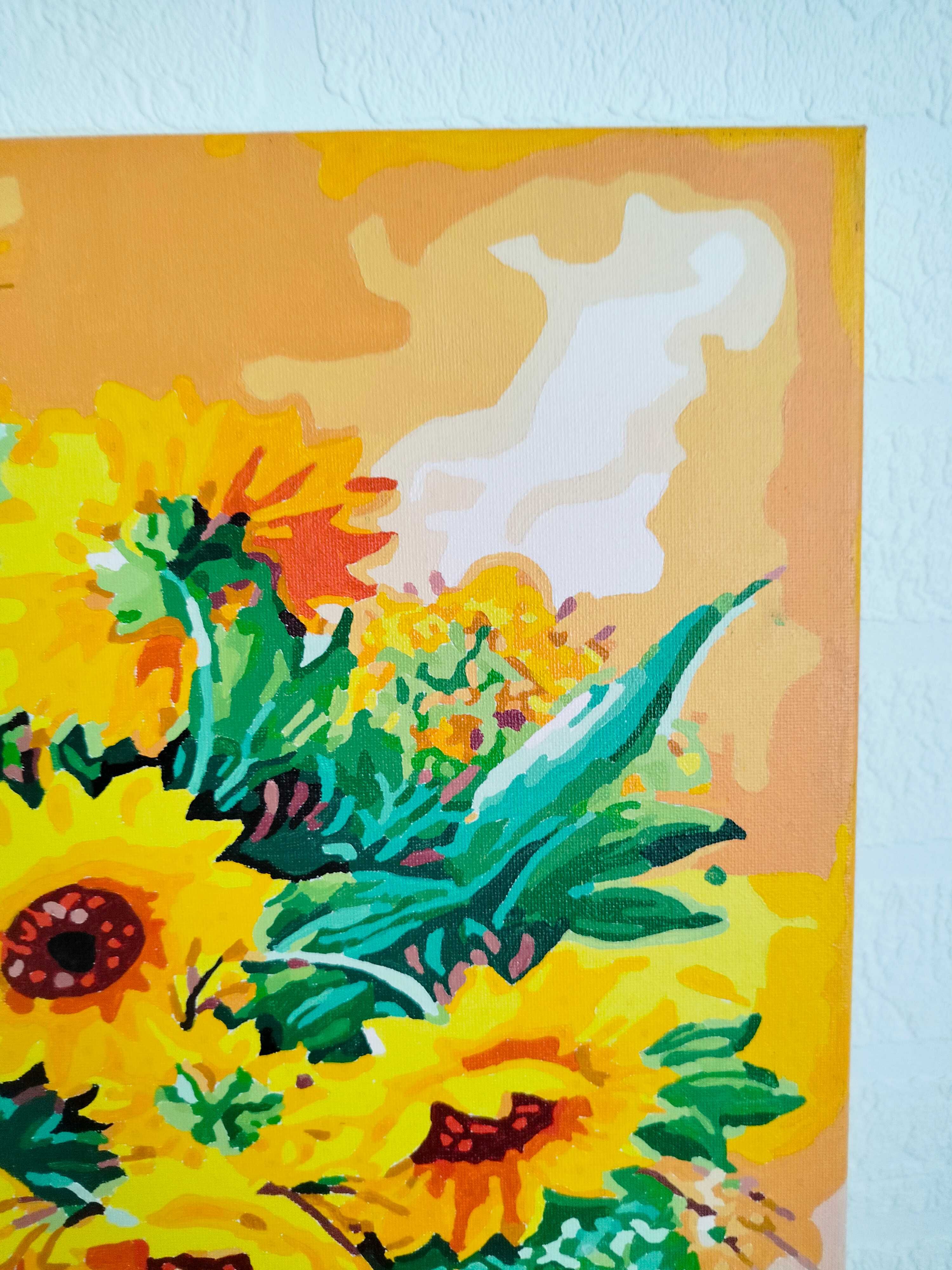 Obraz wazon ze słonecznikami Kayet po numerkach pomalowany 40x50cm