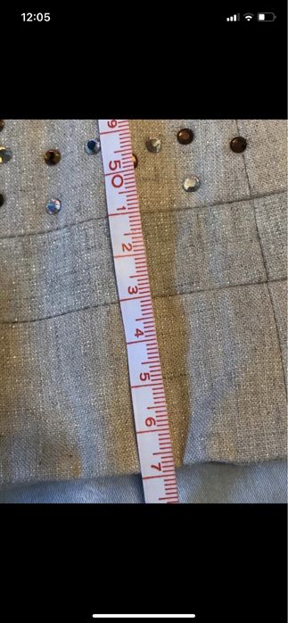 Minge r 38 Żakiet na krótki rękaw 80% len damski beżowy elegancki