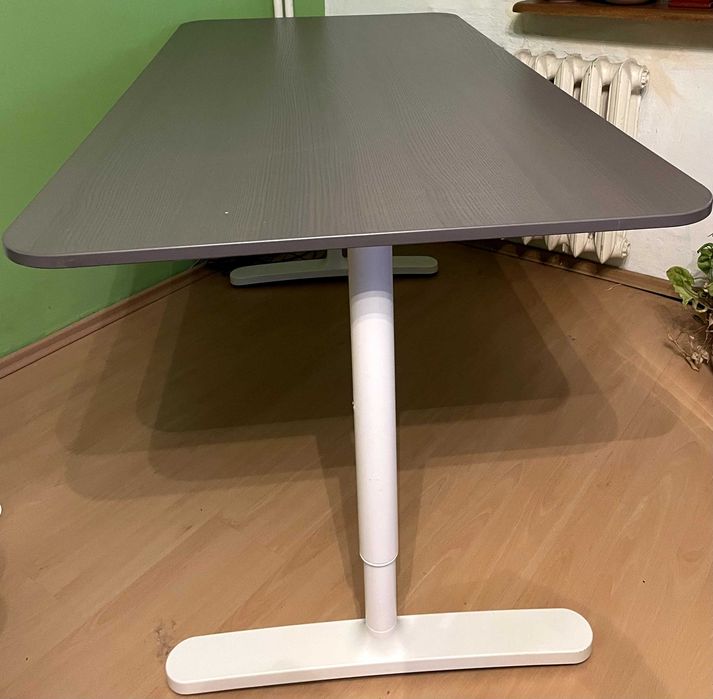Biurko IKEA Bekant | 160x80 cm | Szary blat | Biała postawa