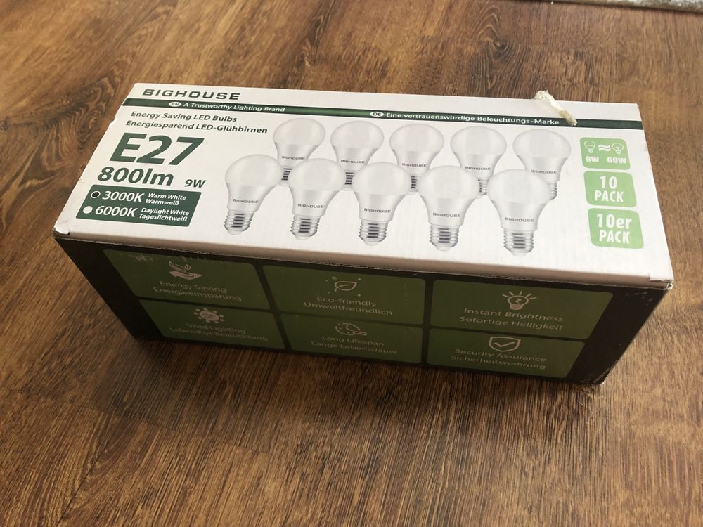 10 x żarówka Bighouse E27 9W LED