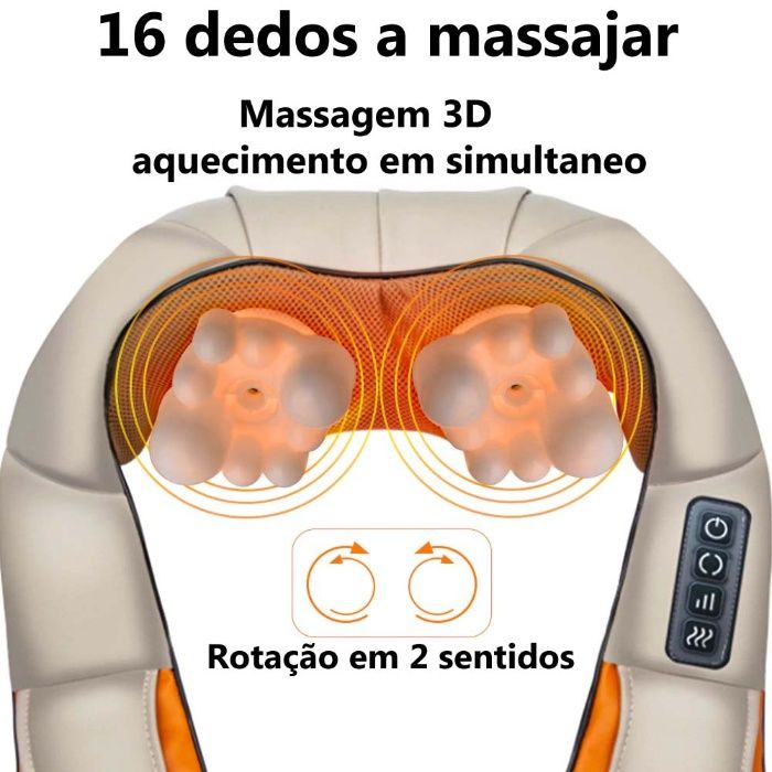 Massajador 16 dedos ombros pescoço lombar pés abdominal massageador