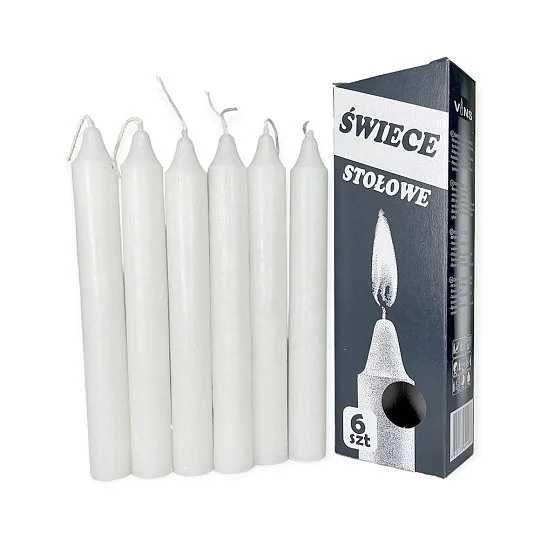 Столові парафінові свічки, Свічки 6 шт, Білі свічки, Свічки для дому