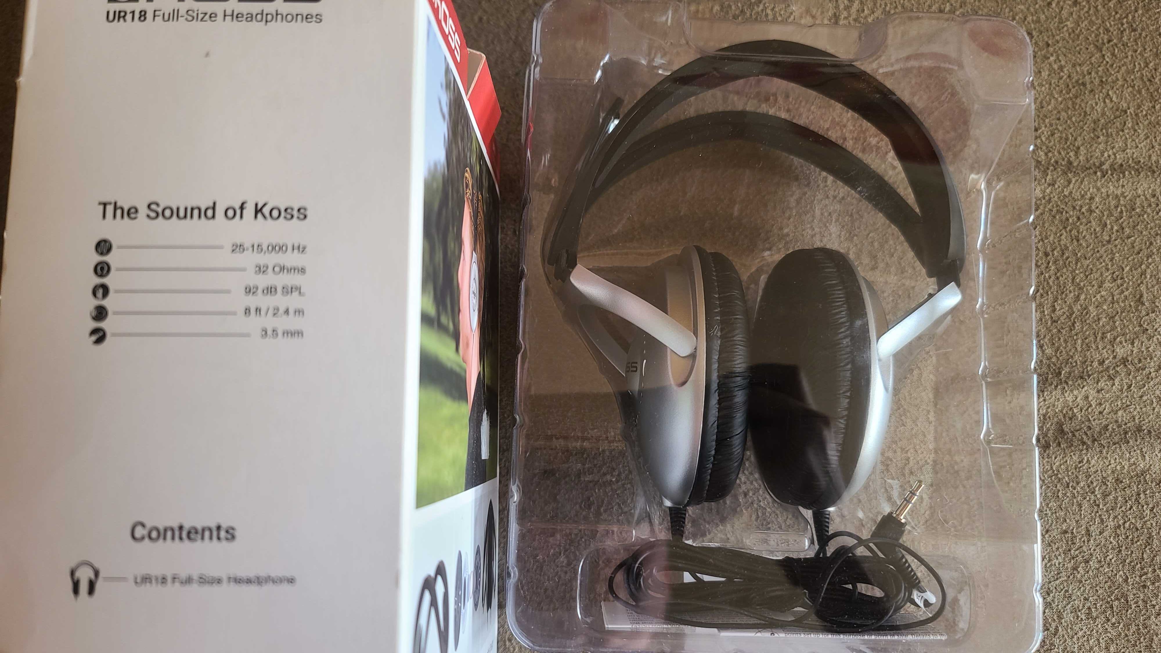 Навушники Koss UR18 Over-Ear дротові повнорозмірні складні кабель 2,4м