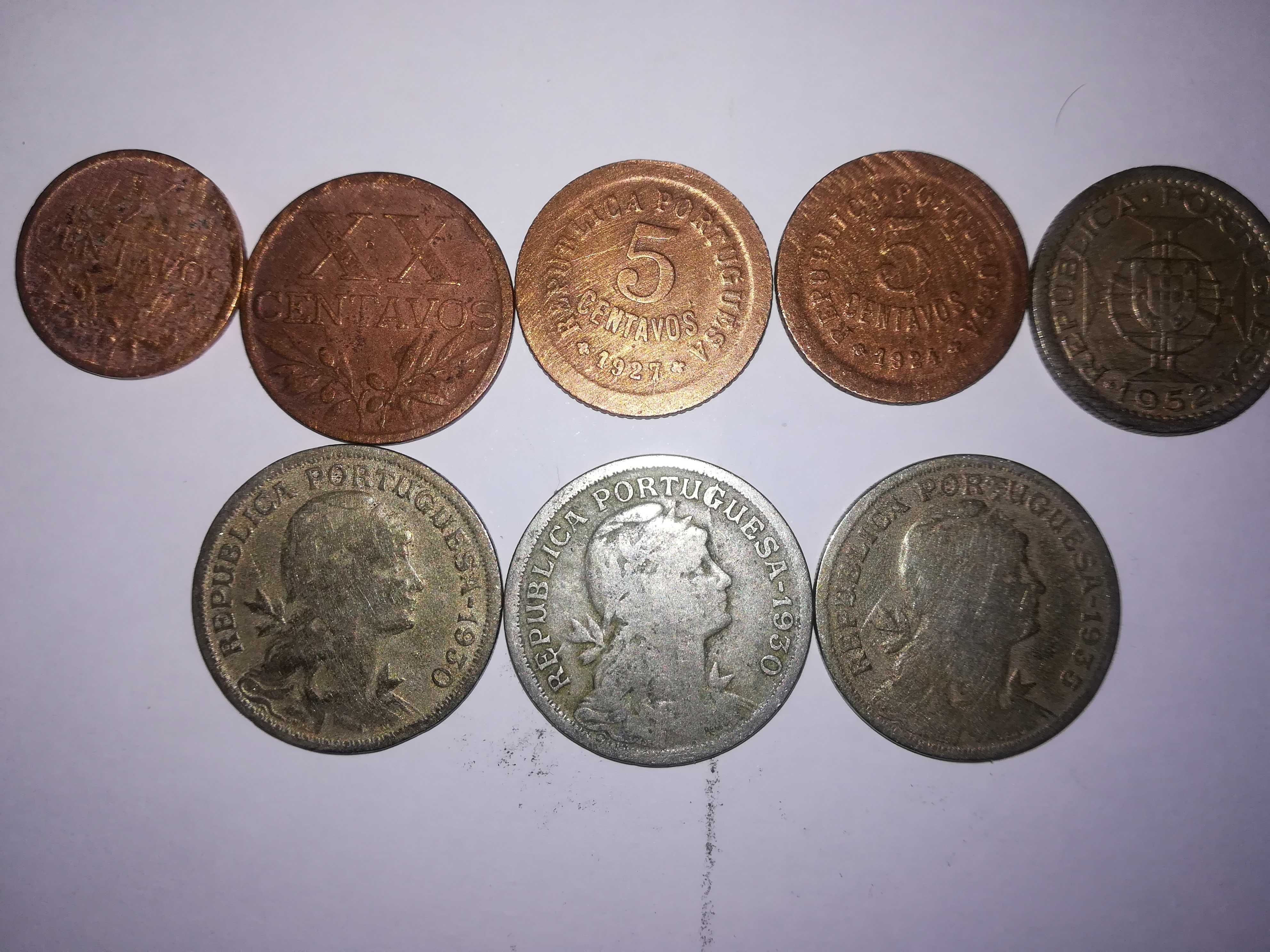 Moedas de 1924 a 1952 e notas de 20$00