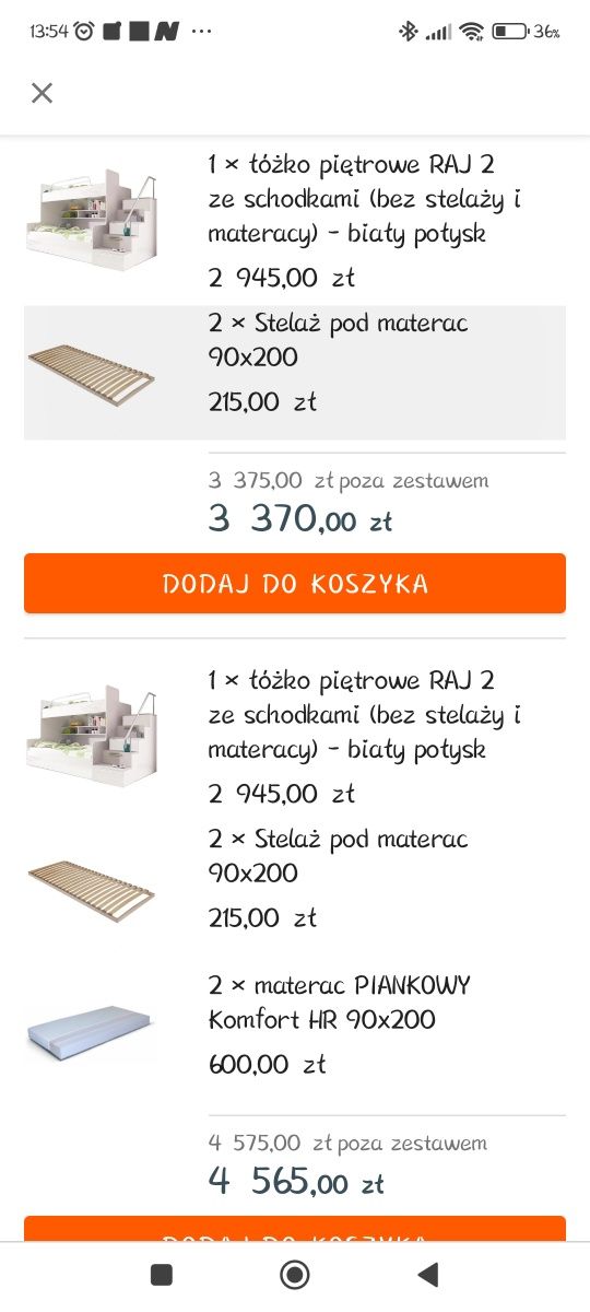 Łóżko piętrowe ze schodkami