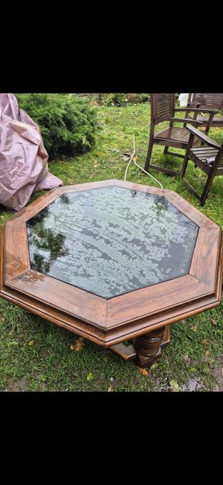 Stół dębowy szkło