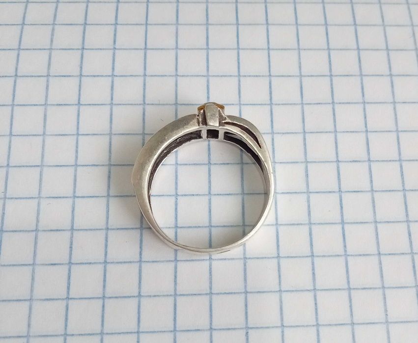 Вінтажне кольцо з жовтим каменем Срібло 925 проба, вінтаж