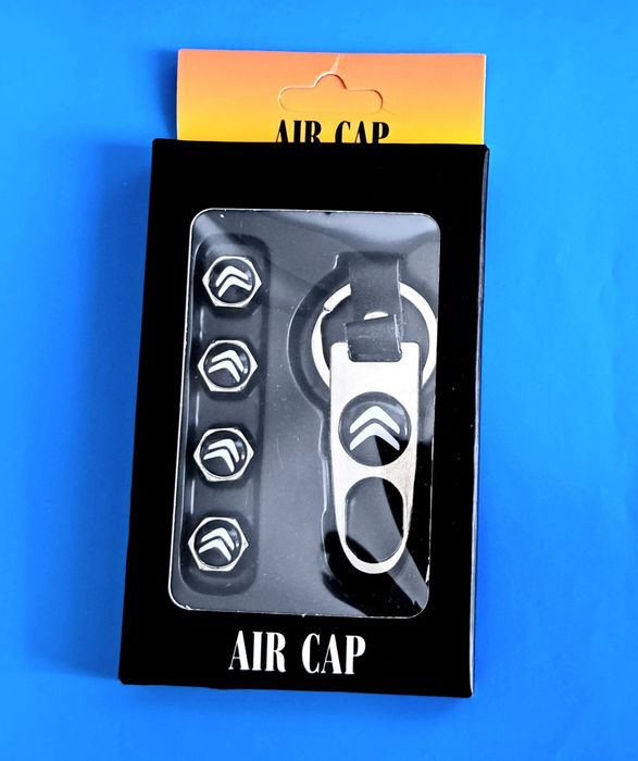 ** NOWY Breloczek CITROËN + Nakrętki na wentyle srebrne komplet tuning