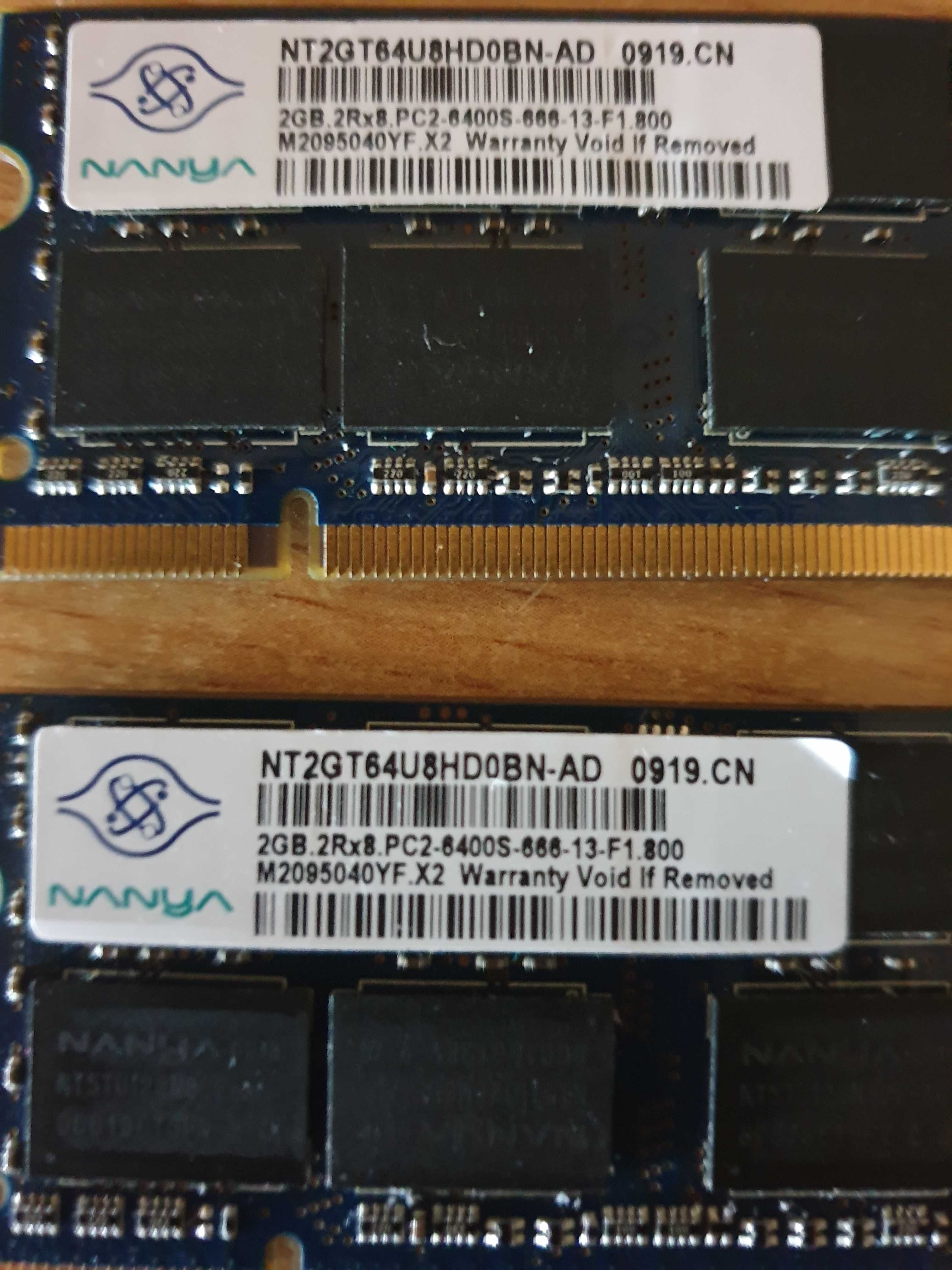 Memórias RAM 2X2= 4GB NANYA