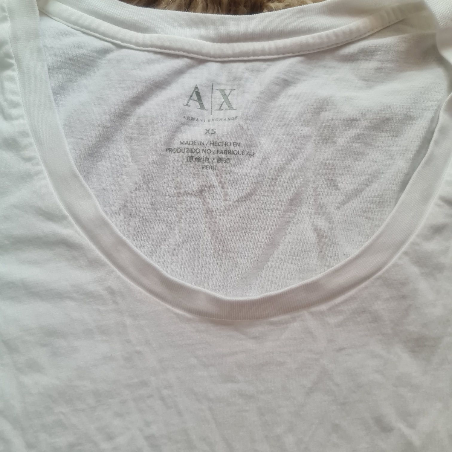 Armani Exchange bluzka koszulka z długim rękawem long sleeve r. XS bia