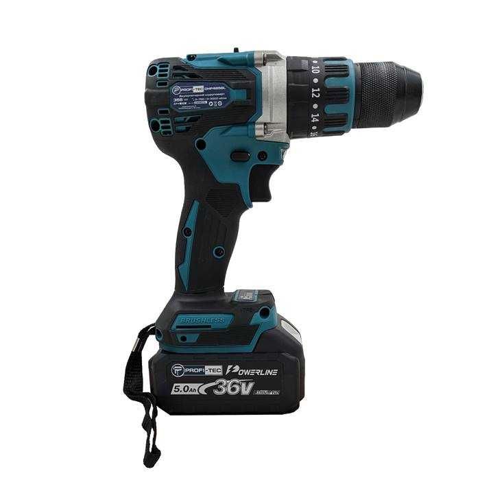 Акумуляторний шуруповерт PROFI-TEC DHP485BL POWERLine (2 х 5.0Аг 55Нм)