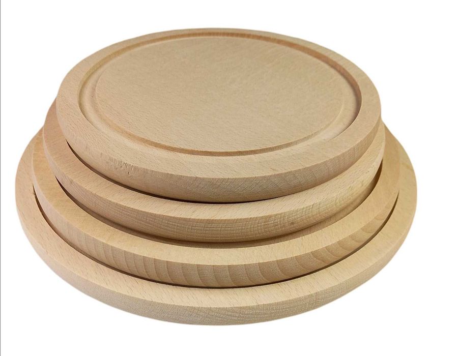 Deska do krojenia okrągła z rowkiem - zestaw 4 szt.