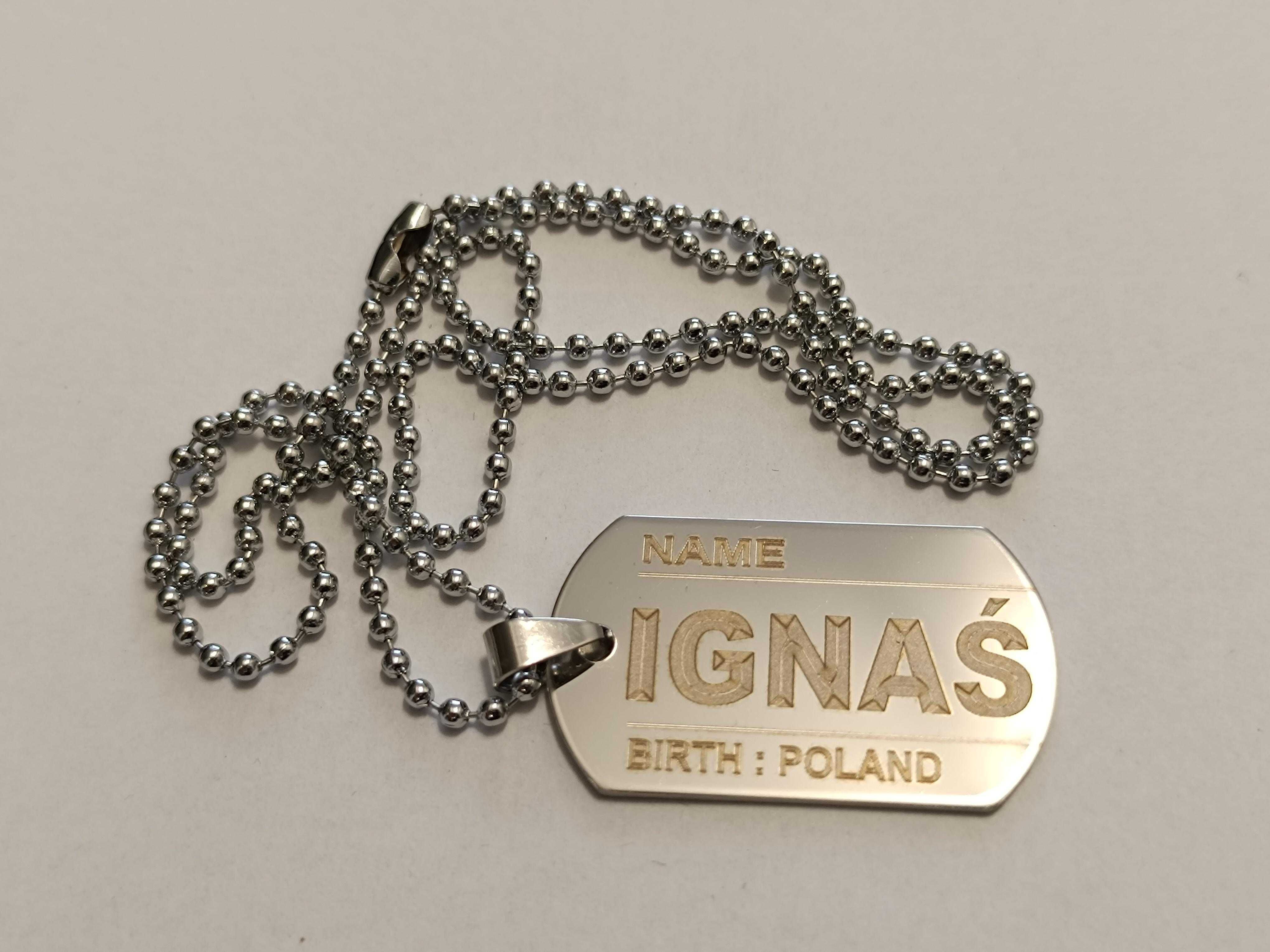 Naszyjnik nieśmiertelnik DOG-TAG - stal nierdzewna 316L - IGNAŚ