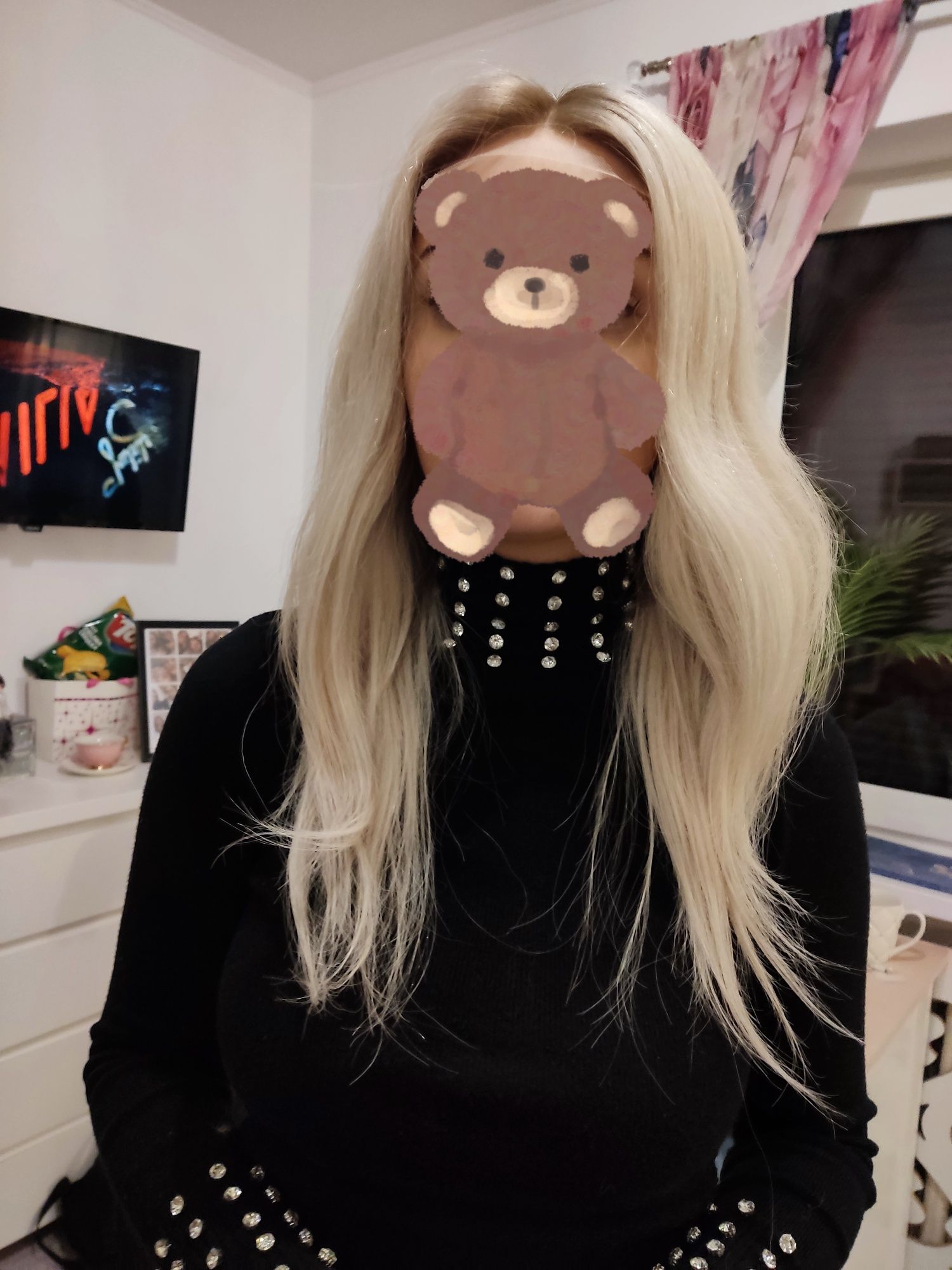 Peruka naturalna jasny blond z odrostem włosy 100% naturalne