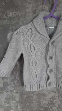 Elegancki ciepły sweter rozpinany Next 100% bawełna, rozm. 74,nstan bd