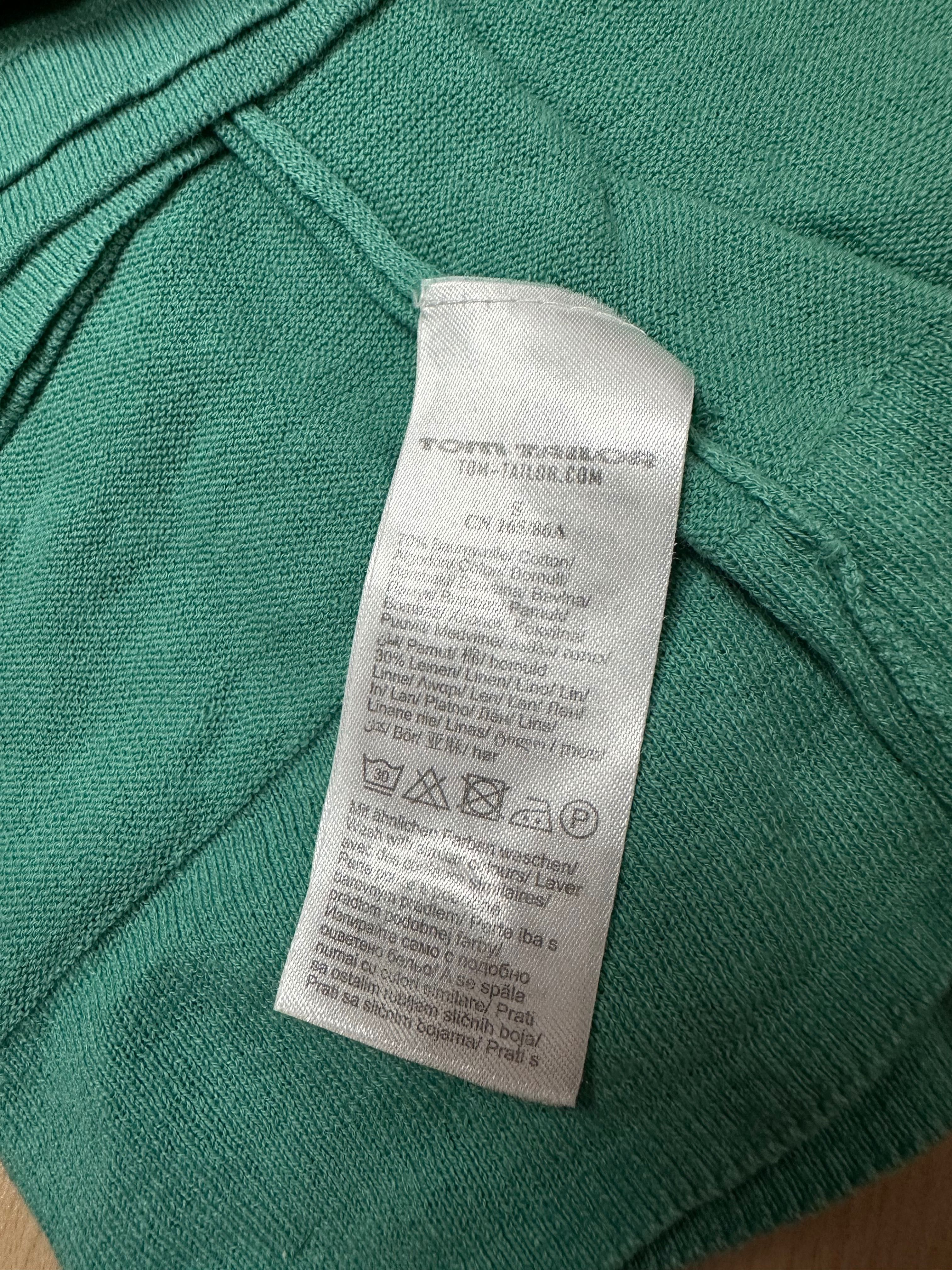 Tom Tailor bawełniany sweter guziki turkus damski v neck
