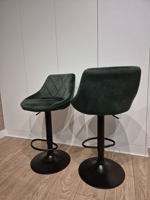 Hokery, krzesła barowe butelkowa zieleń