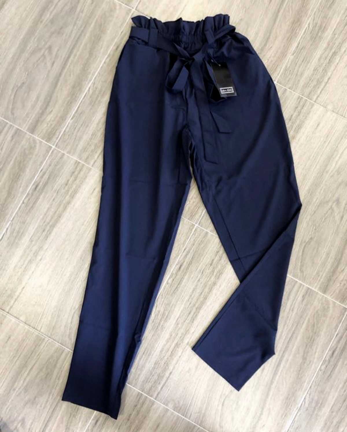 Літні стильні жіночі брюки з високою талією, темно-сині, 44 р М розмір