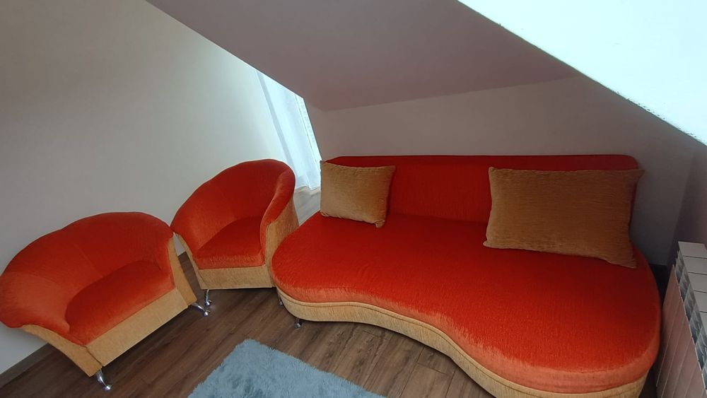 Komplet wypoczynkowy, sofa kanapa z funkcją spania i 2 fotele