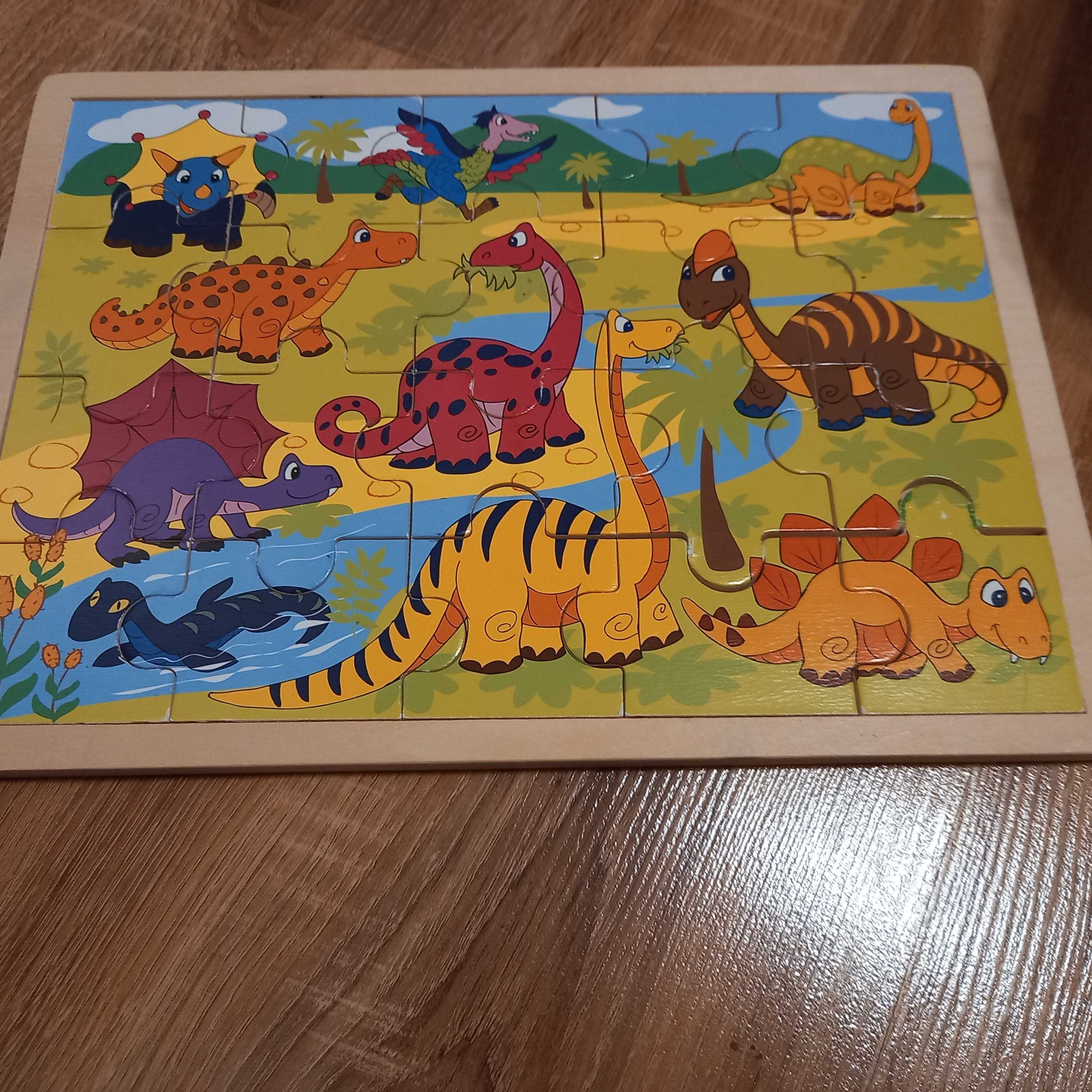 Puzzle drewniane dinozaury - 20 elementów