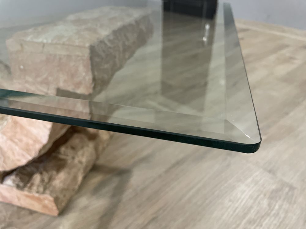 Stol kamienny ze szklem 70 x 159 wys 42  UNIKATOWY