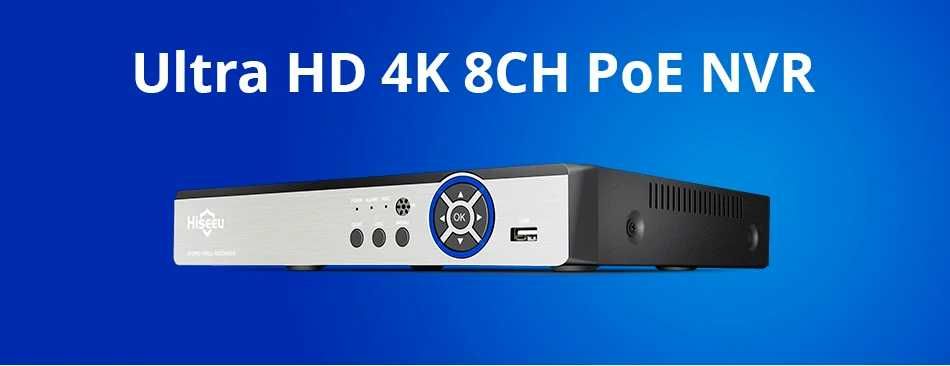 Gravador/NVR 8 Canais - 4K - ONVIF - POE - H.265 - VGA - HDMI