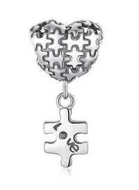 Charms Zawieszka Puzzle Układanka Love Srebro 925 Serce Heart Miłość